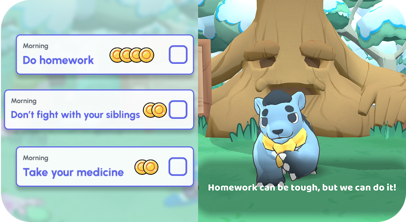 Joon coaching app — kid-side routines view